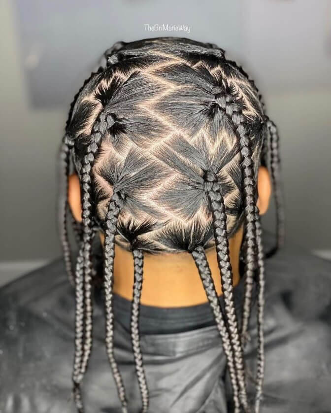 Fancy Box Braids With Zig-Zag Part