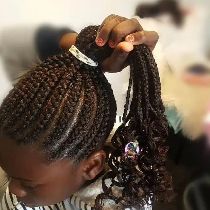 Braided Top Knot With Curled Tips