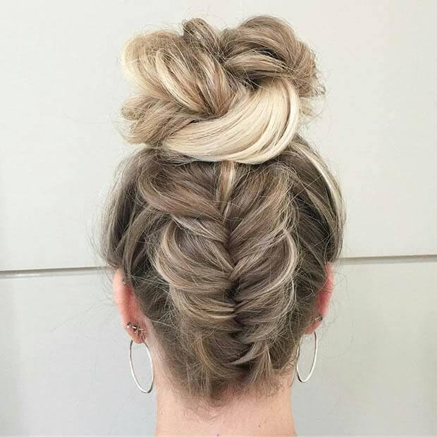 Upside Down Fishtail Braided Bun