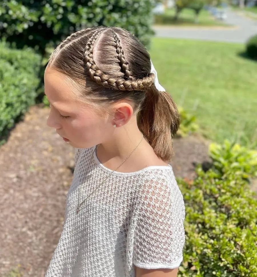short hair ponytail with braids for 10 year old girl