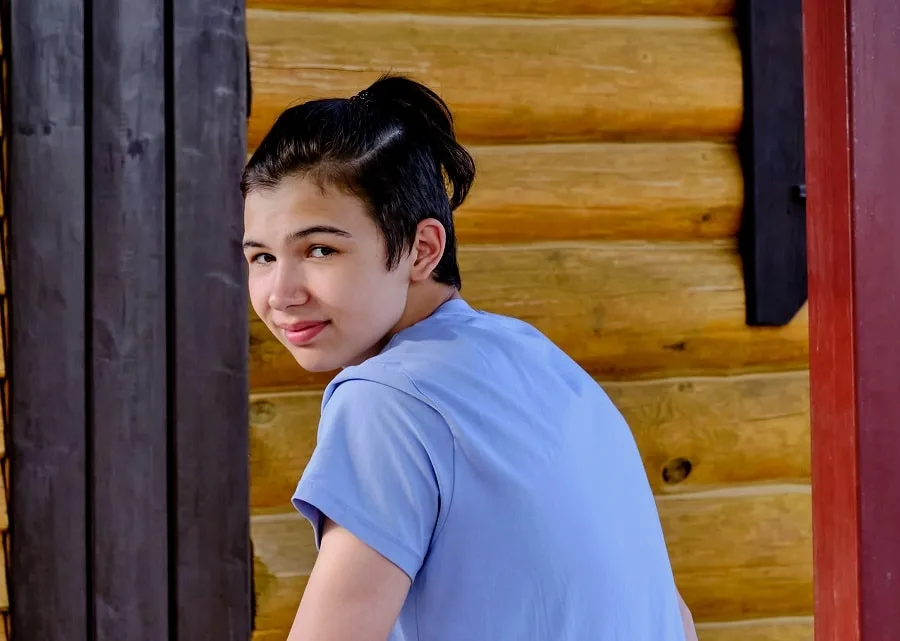 skater boy with ponytail