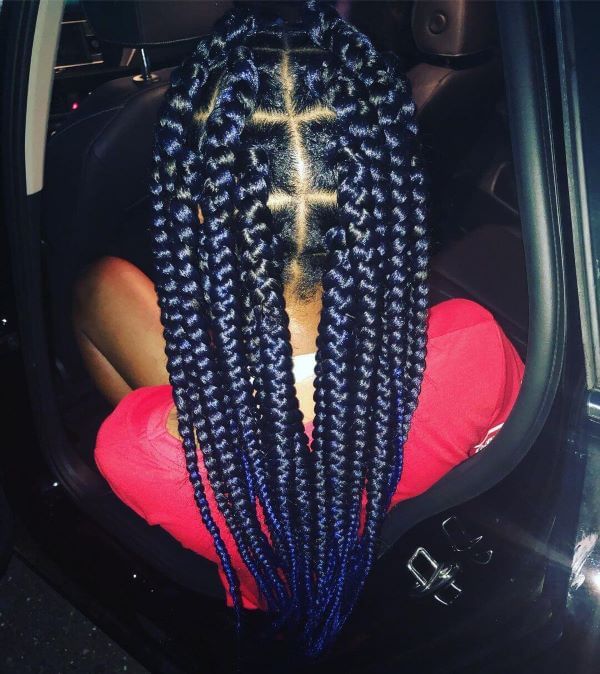 Box Braids With A Dramatic Part