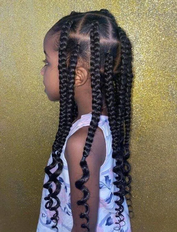 Box Braids With Curled Tips