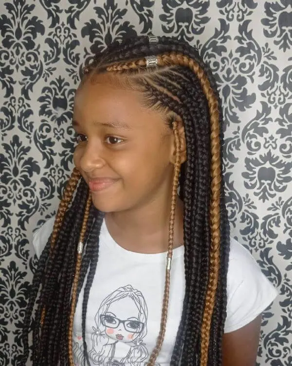 Unique Box Braids With Sectioned Sides