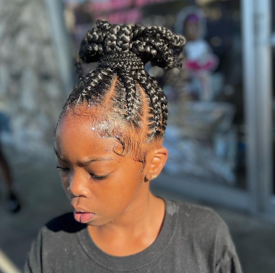 box braided updo for 9 year old kid