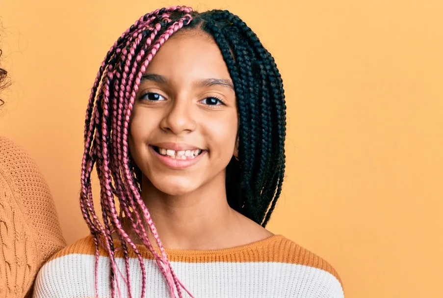 half and half box braids for 9 year old kid