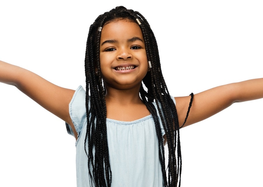 long box braids with beads for 9 year old kid