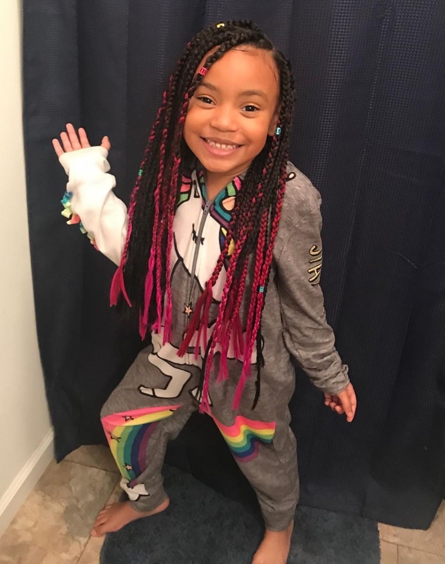 pink box braids for 9 year old kid
