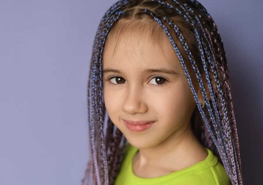 thin colored box braids for 9 year old kid