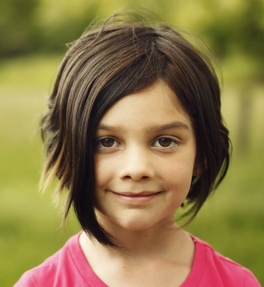 asymmetrical short hair for little girls